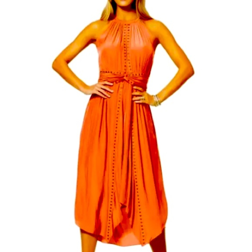 RAMY BROOK - Melanie Smocked MIDI Dress with Embellishments Size M
